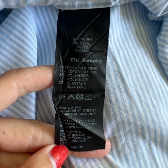 THE KOOPLES LIGHT BLUE STRIPED BUTTON DOWN SHIRT WOMENS XS - Picture 7 of 8